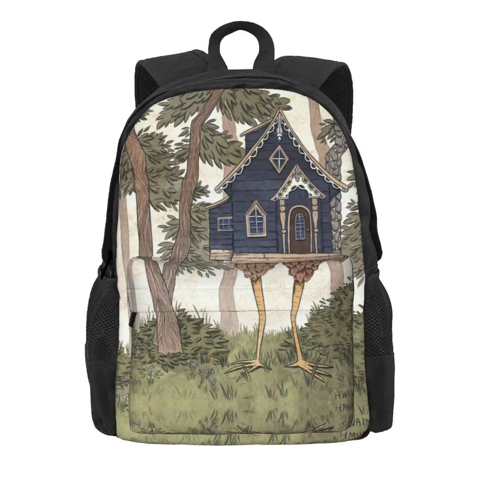 Baba Yaga'S House Hot Sale Schoolbag Backpack Fashion Bags Baba Yaga Folklore Folk Art Fairytale Fairy Tales Russian Whimsical