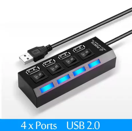 Newest USB Hub High Speed USB Hub 3.0 with Separate Four Ports Compact Lightweight Power Adapter Hub with Power Supply
