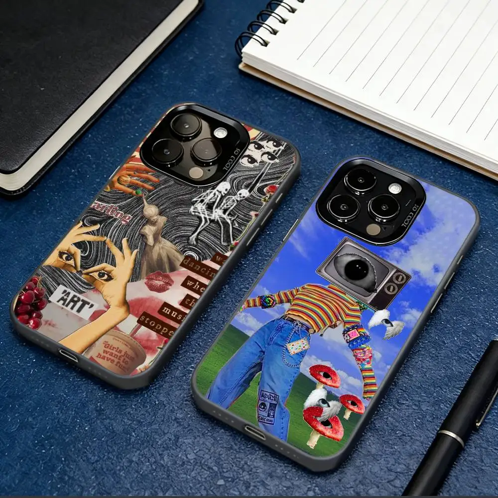 

V-Vintage Dreamcore Phone Case For iPhone 17,16,15,14,13,12,11 Plus,Pro Max,XS,Colorful Silver Phone case Funda Cover