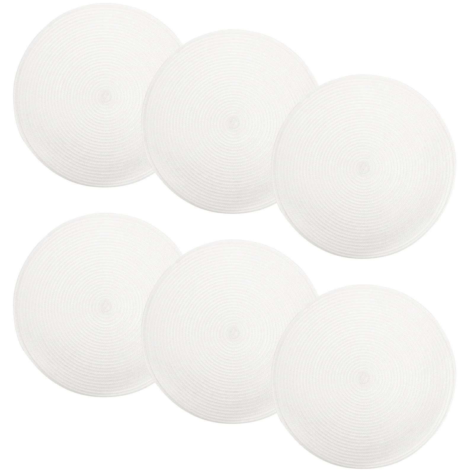 

6Pcs Household Woven Plastic Placemats Round Shape Dining Table Mats Heat Resistant Cutlery Mat Decorative Set