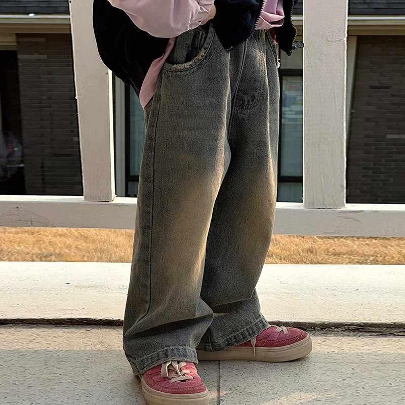 

Children Clothing Boys Full Length Denim Pants 2024 New Cool and Handsome Spring and Autumn Outdoor Fashionable Jeans