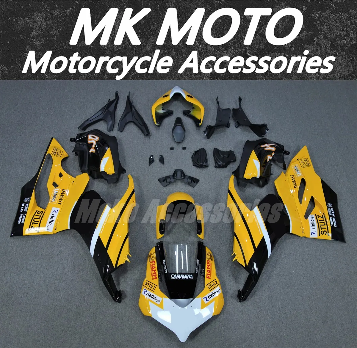 

Moke moto Fairings Kit Fit For Panigale v2 2020 2021 2022 2023 2024 Bodywork Set Abs High Quality Injection Black Yellow New