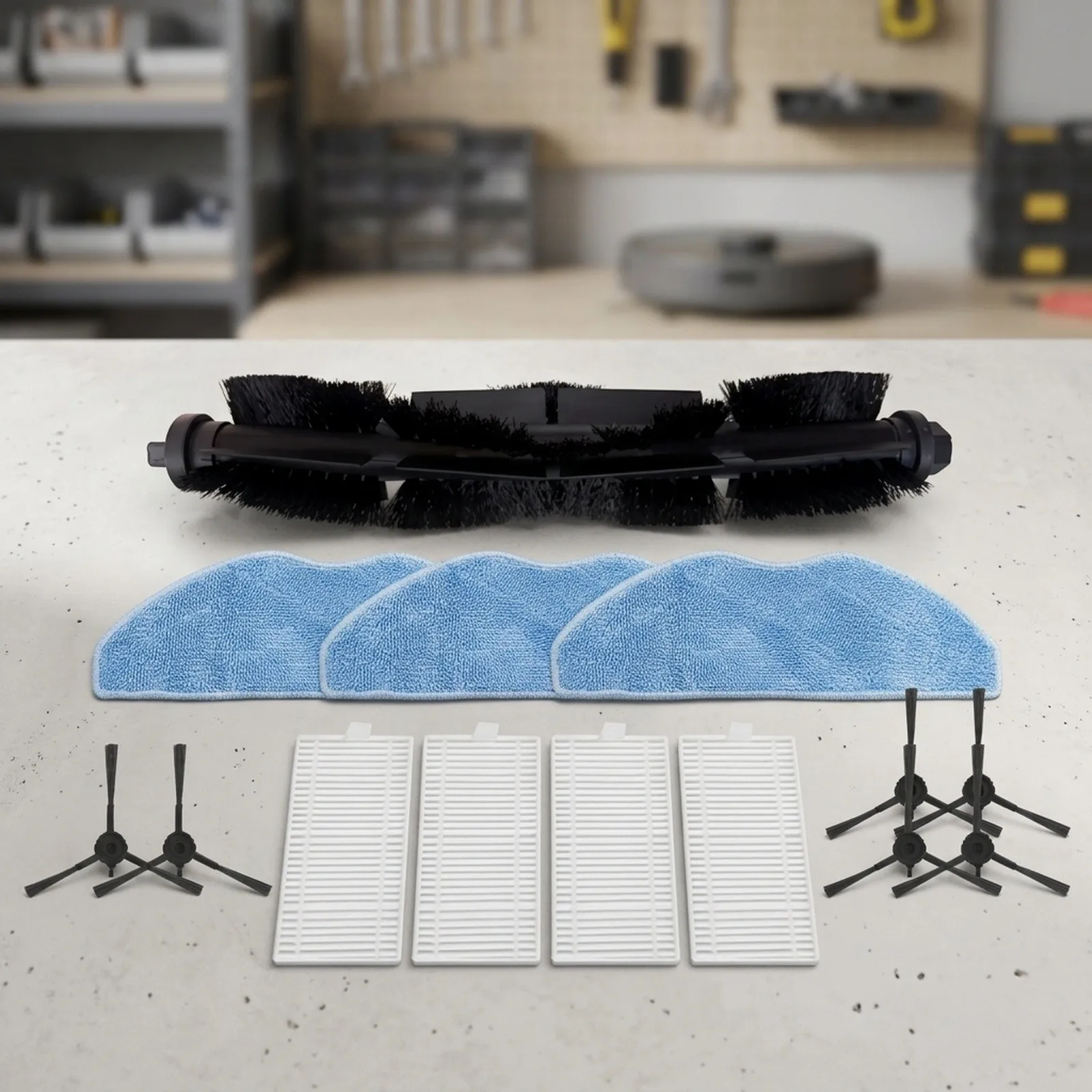 Side Brush Filter and Mop Cloth Set to Support Optimal Operation of For Grundig VCR 4230 VCR 6230 VCR 7230 Robot Vacuum
