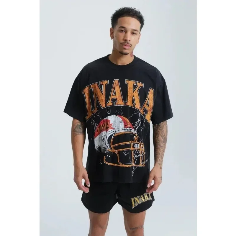 Summer Vintage Fitness T-Shirt Basketball Print Graphic T-shirt Loose Darc Sport Men Short Sleeved Oversized Crew Neck Tee