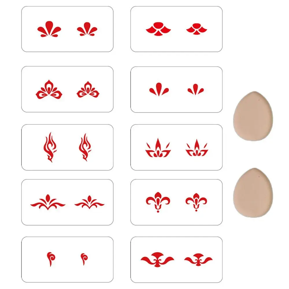 

DIY Face Makeup Template Forehead No Repeat Flowers Temporary Tattoo Stencil Hollowed Tatouage Temporaire