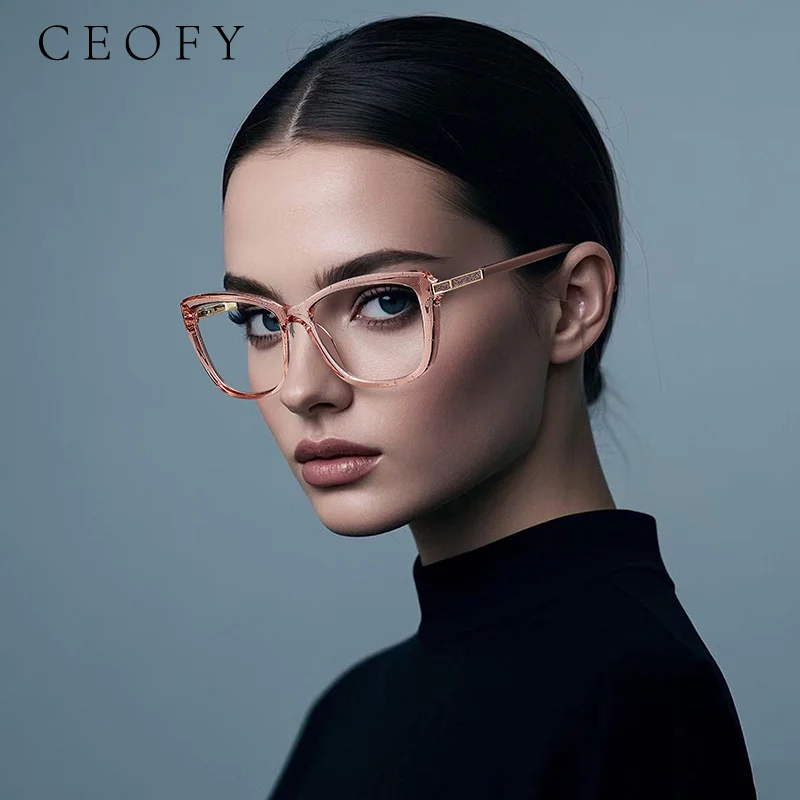 

Ceofy женская модная оправа для очков «кошачий глаз» для близорукости, оптическая винтажная оправа для очков по рецепту, Новое поступление 2025 г.