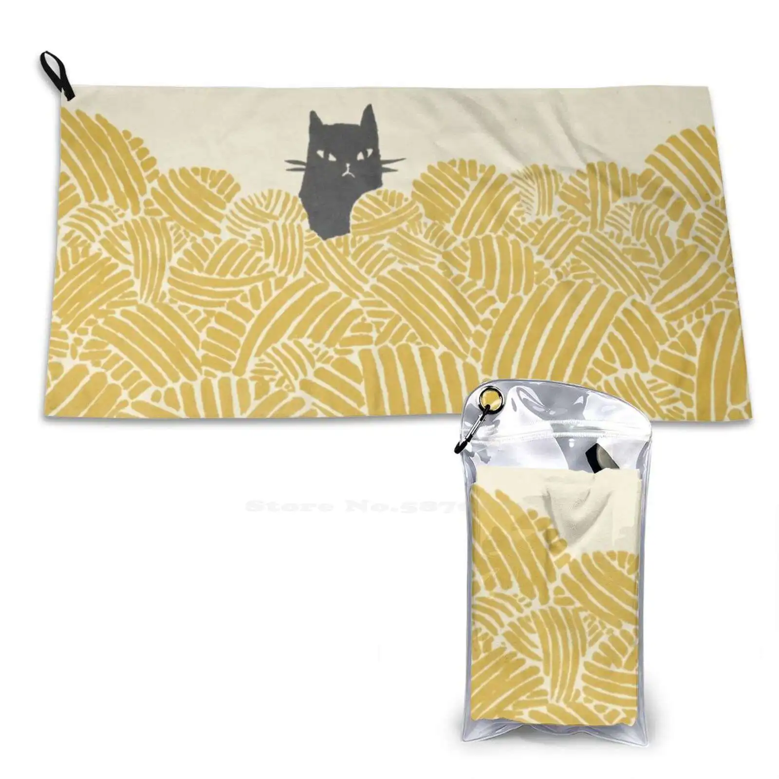 Toalla suave de hilo de lana para gato, toalla de playa de secado rápido, Bola de hilo para gato, amarillo, mostaza, Vintage, Beige, negro
