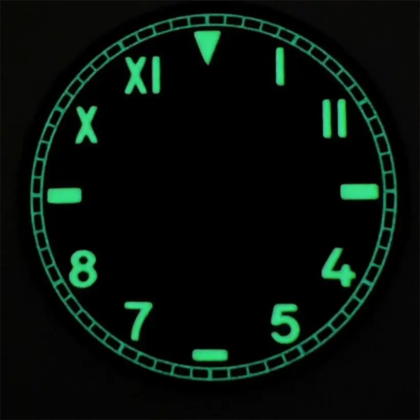 Quadrante dell'orologio da 35 mm Accessori per orologi adatti per il movimento giapponese NH35 NH36 4R35 4R36 4R36 7S26 7S36 Quadrante luminoso verde