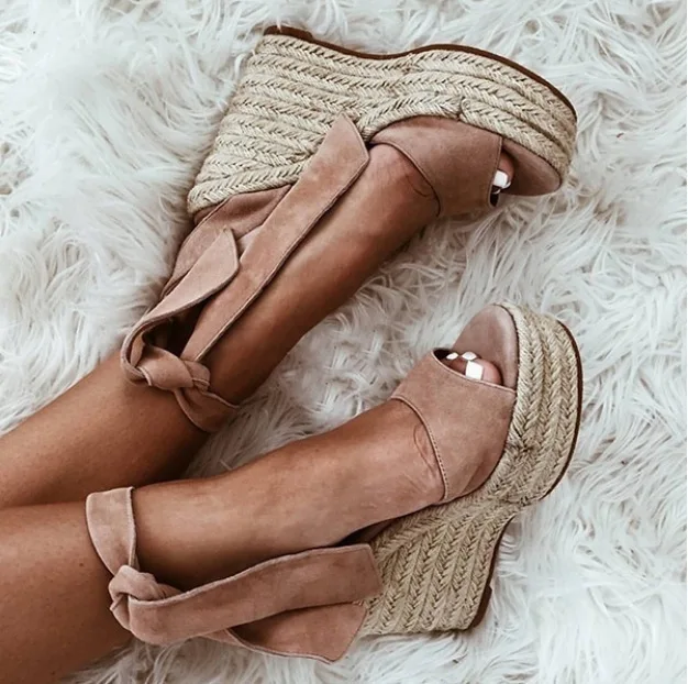 Female Sandal High Heels 2023  Summer Large Size Clogs Wedge Black Shoes for Women Girls High-heeled Big Platform Beige Fashion