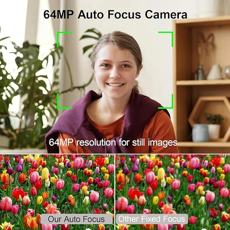 Câmera digital 5K, adequada para câmera YouTube 4K Vlogging, zoom 64MP 40X com tela flip de 3 polegadas e autofoco, zoom óptico anti-vibração