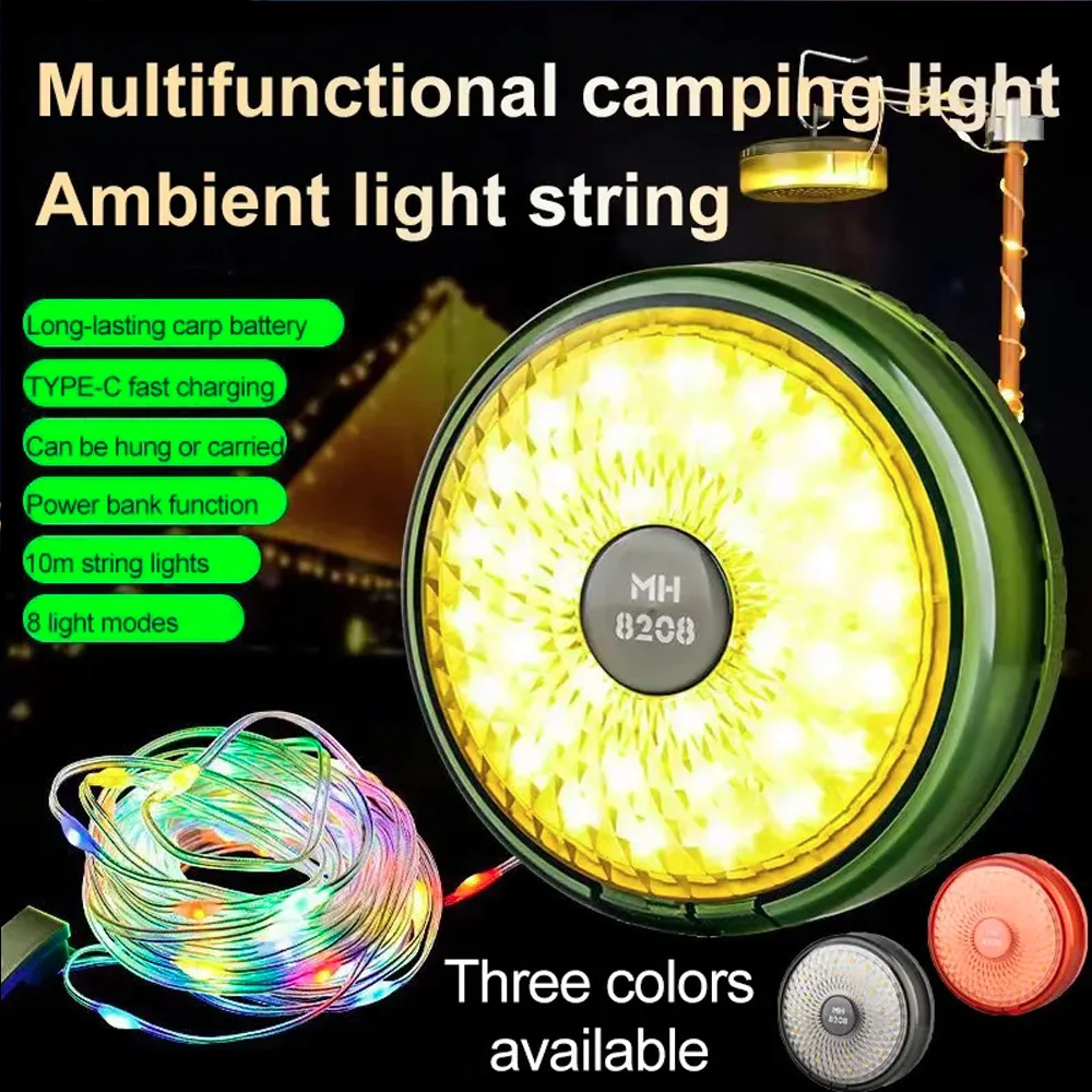 Multi Functional Outdoor Camping Light With Atmosphere String Light Warm and Colorful Festive Lights Equipment Tent Light