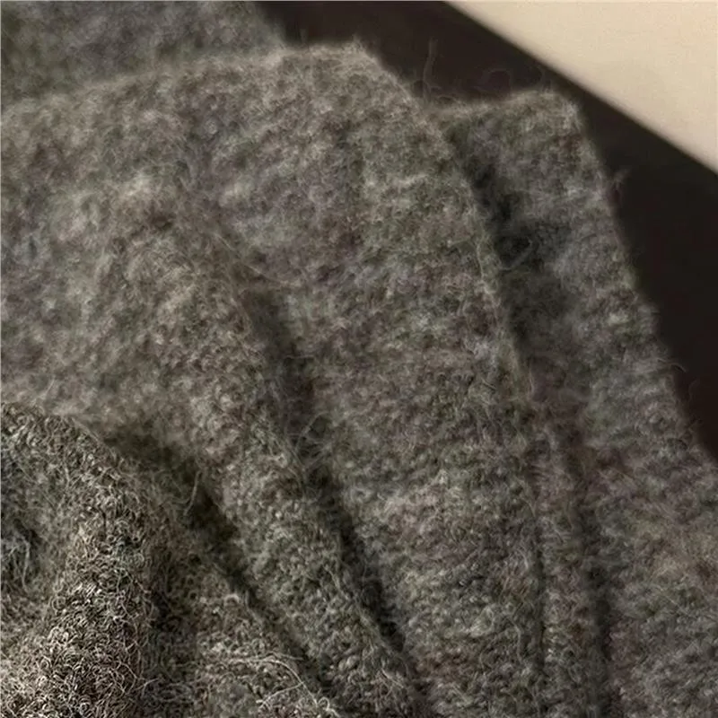 Women Wide Leg Pants Gray Thick Korean Casual Winter High Street Loose Woolen Versatile Straight Leg Circle Wool Trousers