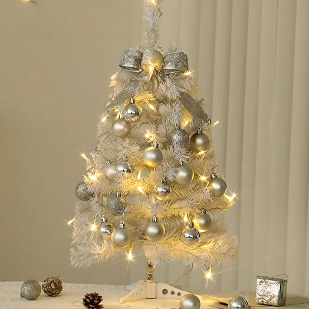 PVC White Christmas Tree With Spherical Decorations For Dreamy Room Decor Christmas Tree Small