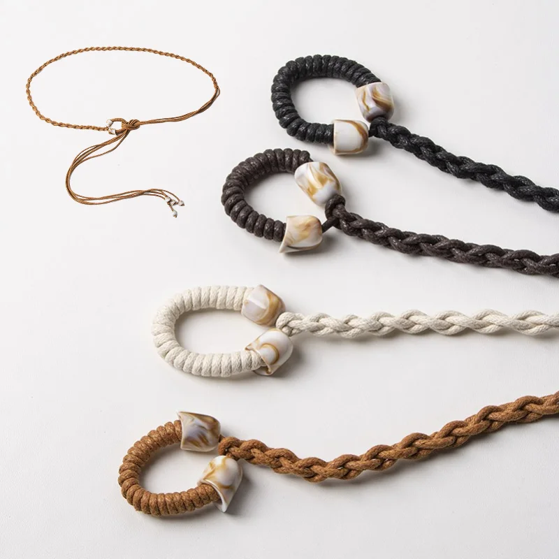 Trendy Bohemian Ethnic-Style Woven Belt with a Luxurious Feel Fashionable Casual Vacation-Style Designer Women's Thin Waist Cord