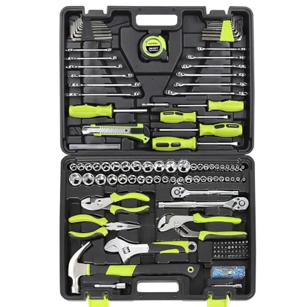 225-Piece Mechanics Hand Tool Set Toolbox Home/Auto Repair DIY Maintenance Car Pliers Wrench Hammer Screwdrivers Sockets Keys