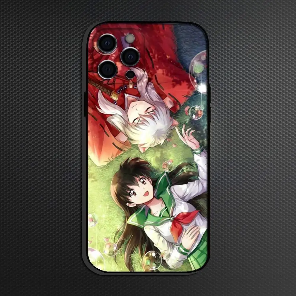 犬夜叉 コミック アニメ スマホケース iPhone 16,15,14,13,12,11 Plus,Pro Max,その他対応 ソフトブラックカバー