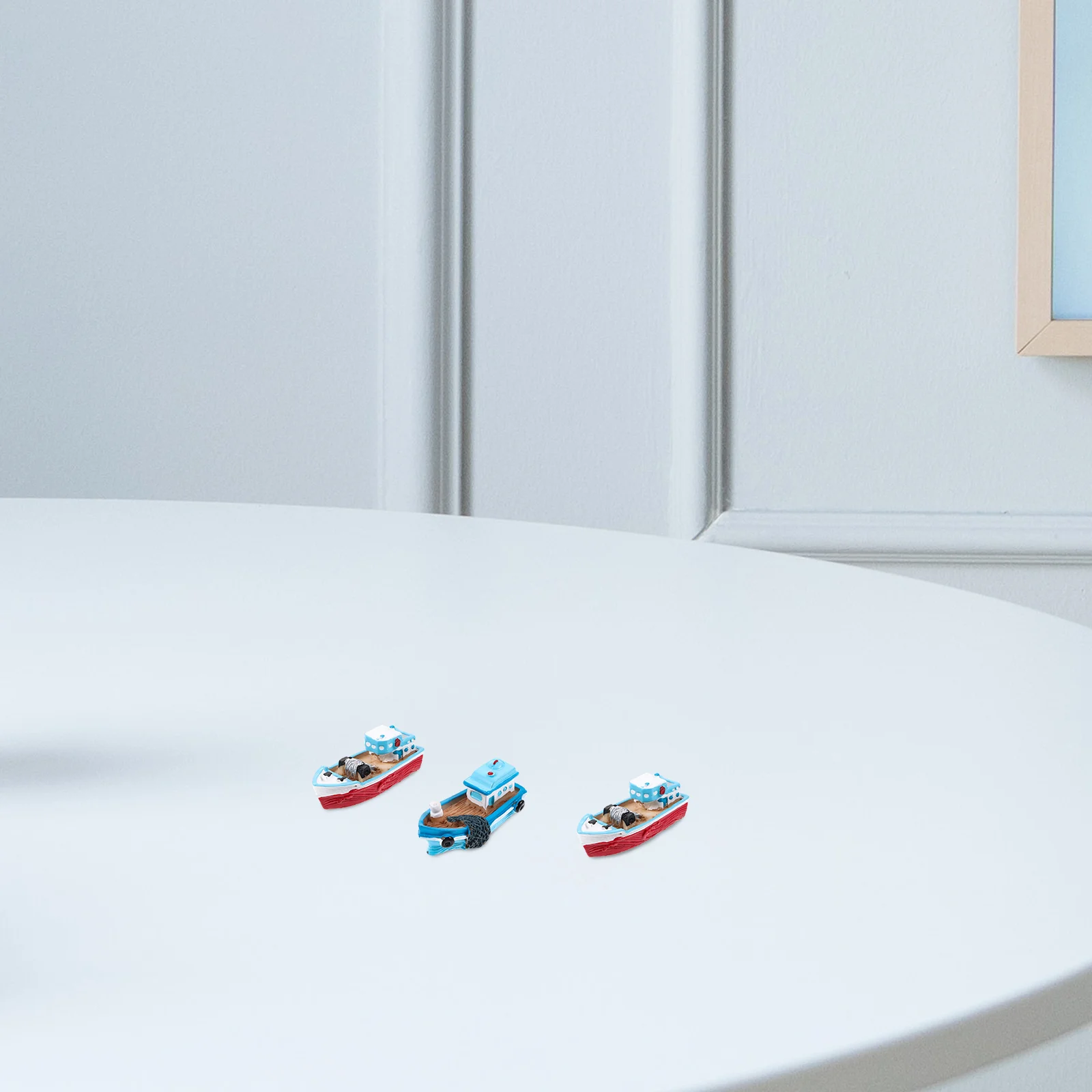 Ornements de bateau de pêche, modèle Unique en résine, Mini jouet Miniature de plage, maison de poupée, bateau, 4 pièces