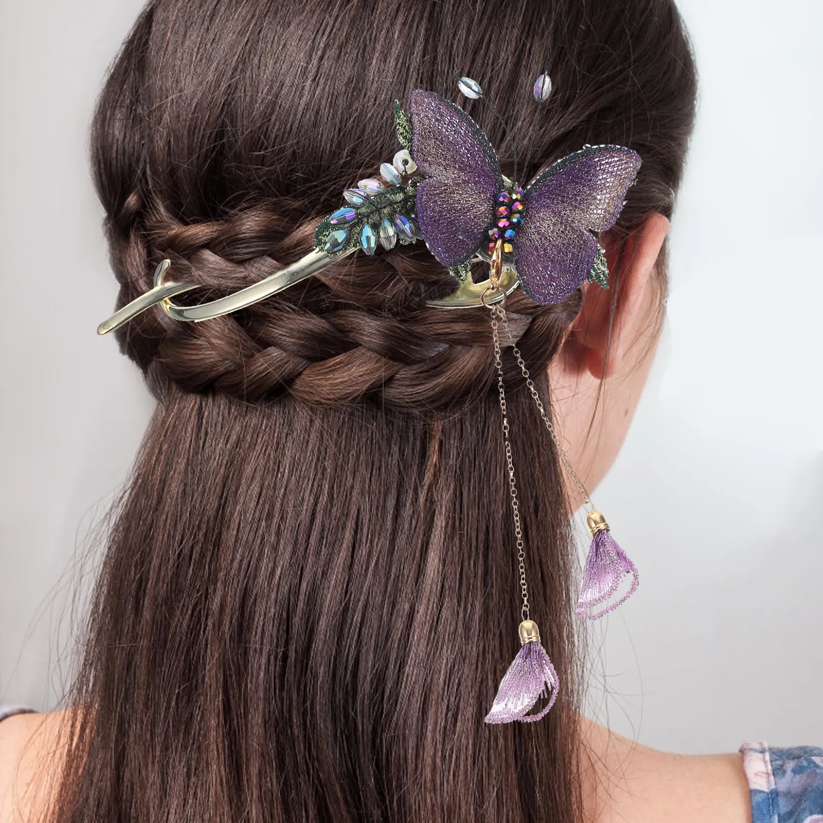 

Alloy Butterfly Hair Clip Featuring Delicate Tassel Decoration Non Fade Non Break Hair Barrette for Women Teens Daily Dress Up