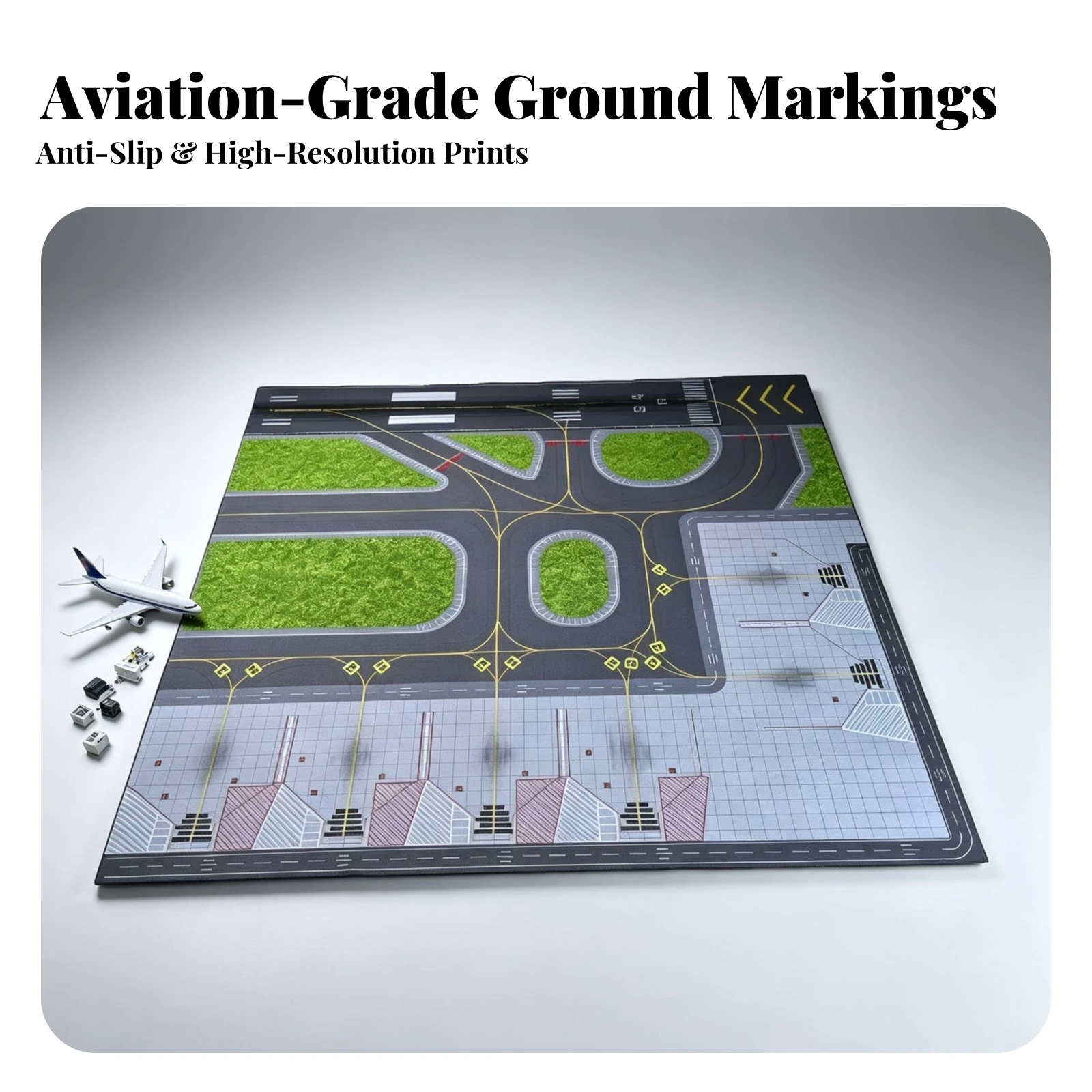 Rubber Airport Apron Play Mat Detailed Airport Runway Play Mat Slim Educational for Aviation Enthusiasts