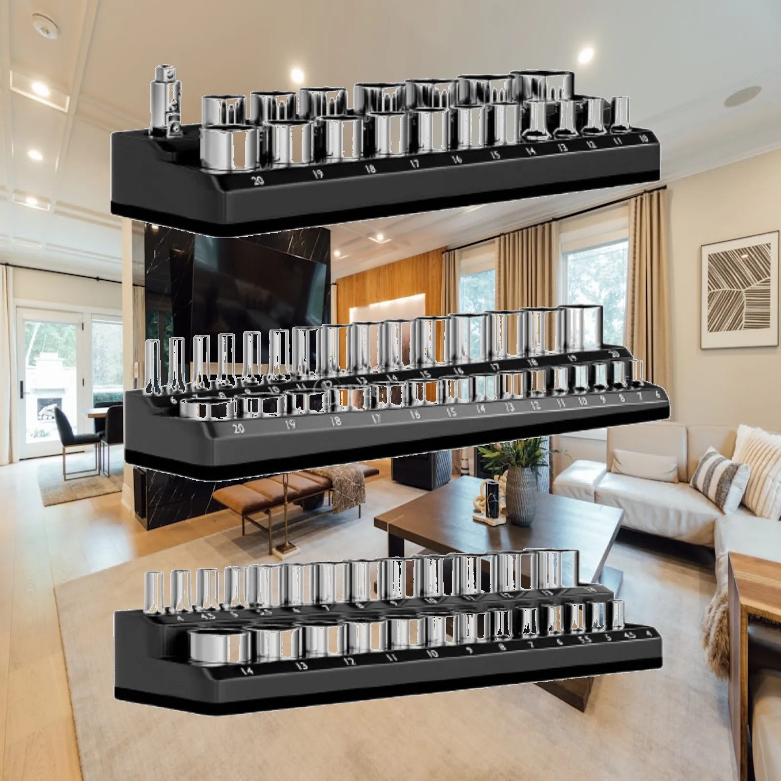 3Pcs Socket Organizers Socket Racks Professional Multipurpose Convenient Utility Accessories for Workbench Tool Drawer