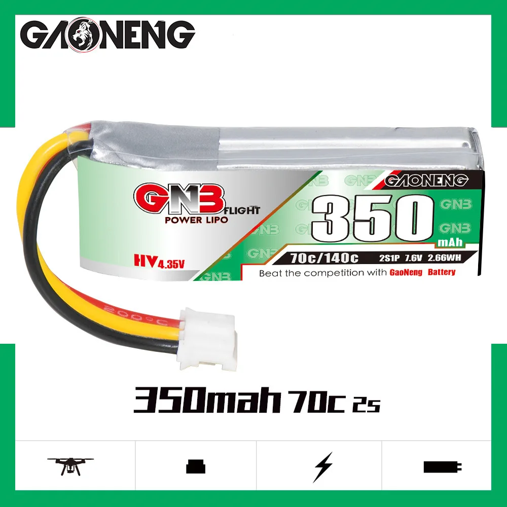 GNB 2s 7.4v 7.6v 350/380/450/550mAh 60/70/80/90c Lipo Battery For 1/28 Rc Racing Drift Car Parts RC Car Drift Rally Vehicle Toys