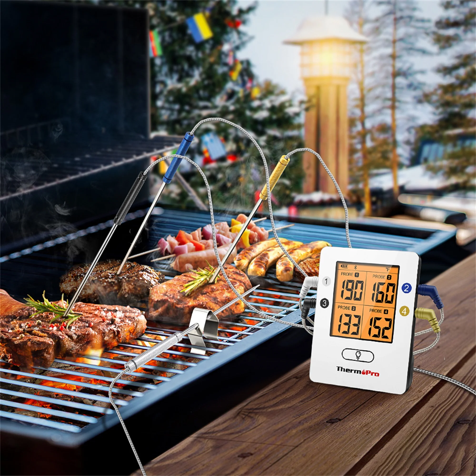 ThermoPro TP25 4 sondy podświetlenie wyświetlacz 150M bezprzewodowy inteligentny Bluetooth aplikacja na telefon gotowanie grill piekarnik termometr