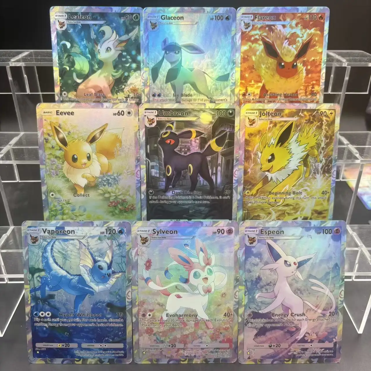 

9 шт./компл. Diy Self Made английский PTCG карман Eeveelution Umbreon Espeon Flareon флэш-карта классическая коллекционная карта аниме подарочная игрушка