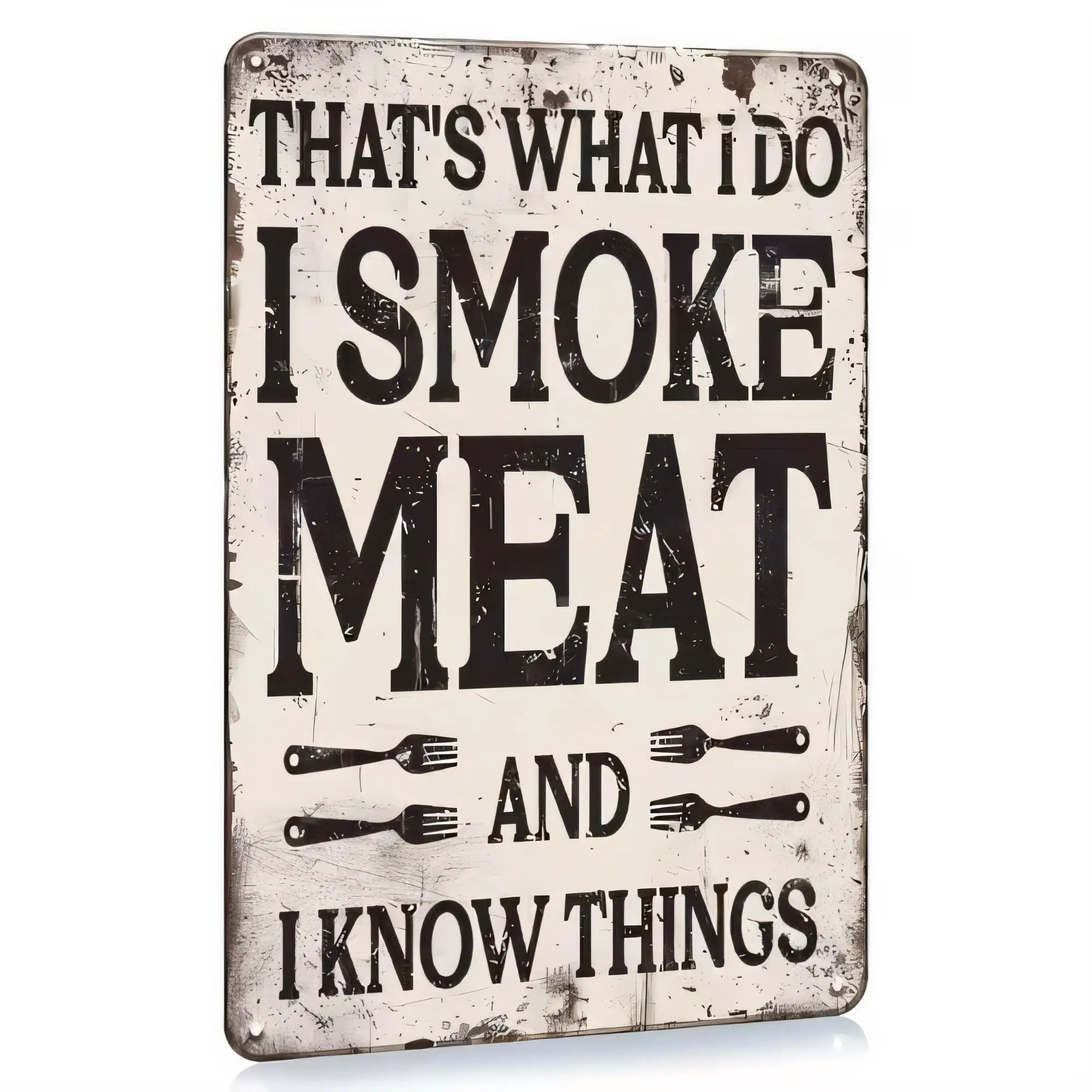 Tin Sign Vintage Retro That’s What I Do I Smoke Meat And I Know Things Funny BBQ Bar Wall Decor Metal Plaque for Kitchen Man Cav