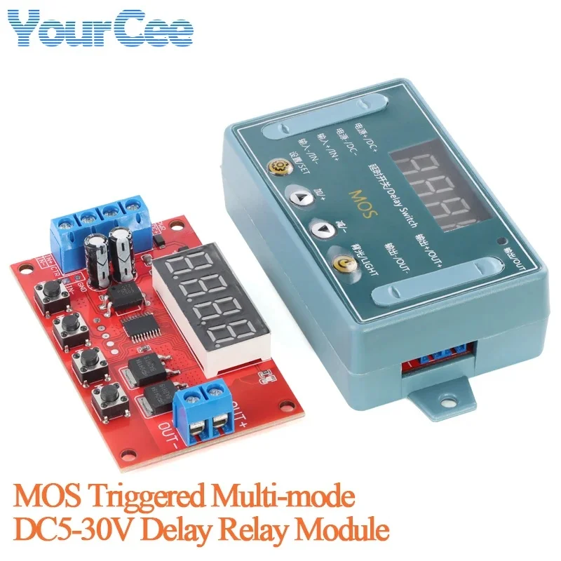 Multi Mode Delay MOS Transistor Module DC5V-30V Dual MOS Delay Relay High Low Level Trigger LED Digital Display Cycle Time Time