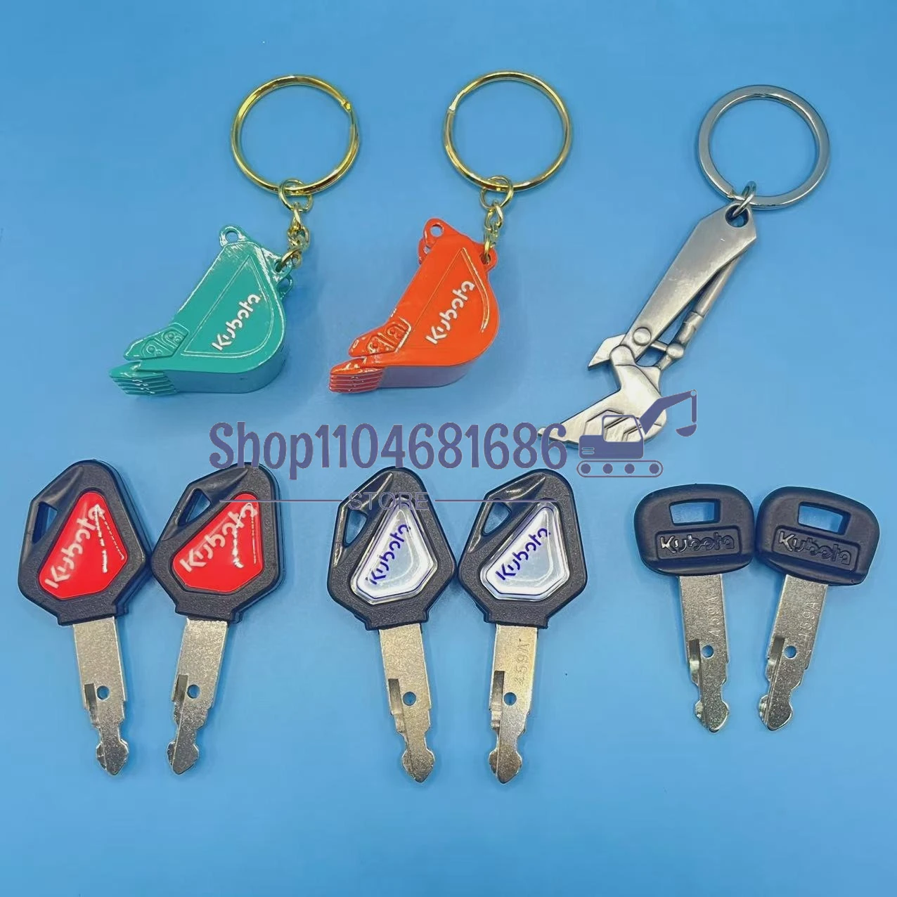 2 Pcs 459A Ignition Key Heavy Equipment for Kubota U15/30/135/155/161/163 Excavator Keychain Key Digger Bottle Opener Keychain