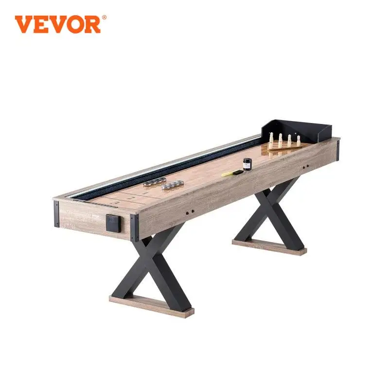 VEVOR Shuffleboard Table 9 ft LED Light Up Shuffleboard for Family Game Room 2-in-1 Shuffleboard and Bowling Combo Game Sets