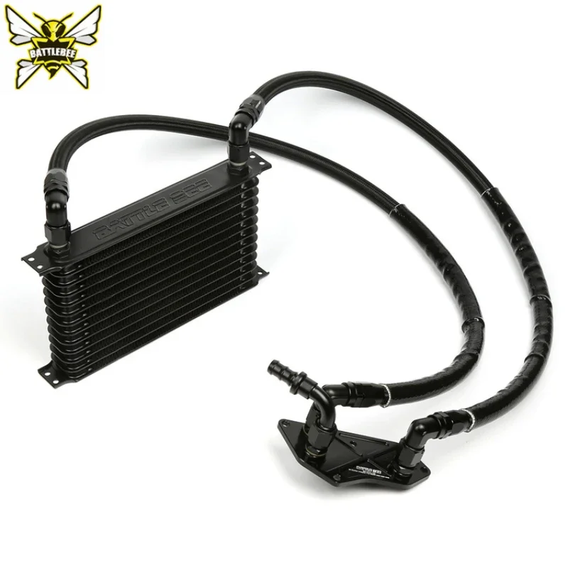 BATTLE BEE 13-Row Engine Oil Cooler Kit For BMW F30 N20 N52 Engine Oil Cooler Sandwich Plate Adapter Kit BB-OCK-102