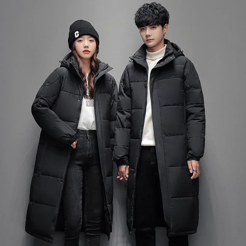 2024 Winter Long White Duck Down Jacket Men's and Women's Business Leisure Warm 90% White Duck Down Coat Fashion Brand Clothing