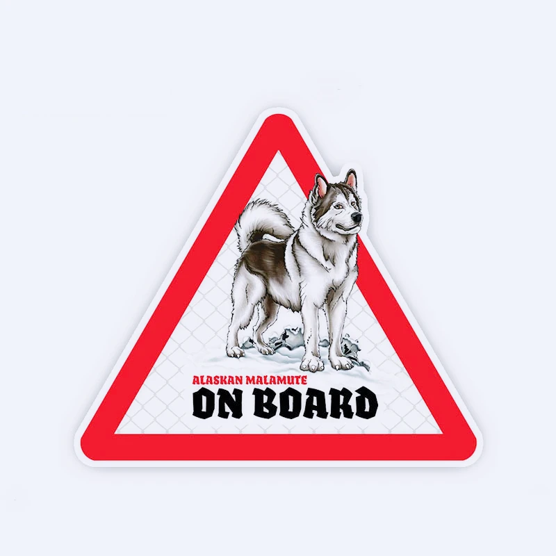 1 Piece Funny Sign Alaskan Malamute Car Stickers Dog on Board Decals Pet Dog Decal Dog Warning Sign Vinyl Stickers 12*10.5CM,KK