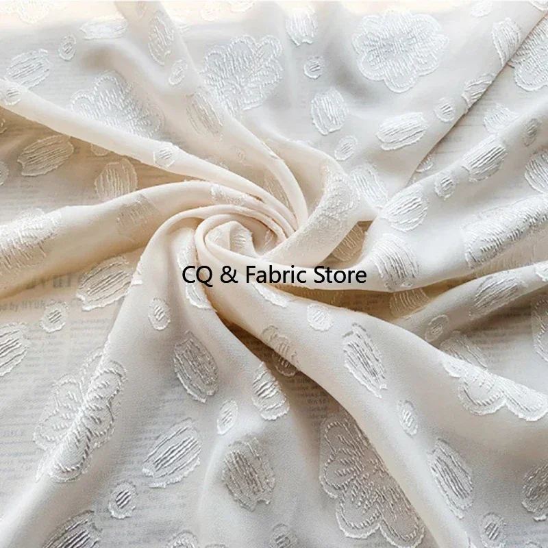 New High-quality Four-sided Stretch Chiffon Jacquard Cut Flower Fabric DIY Hanfu Women's Designer Fabric