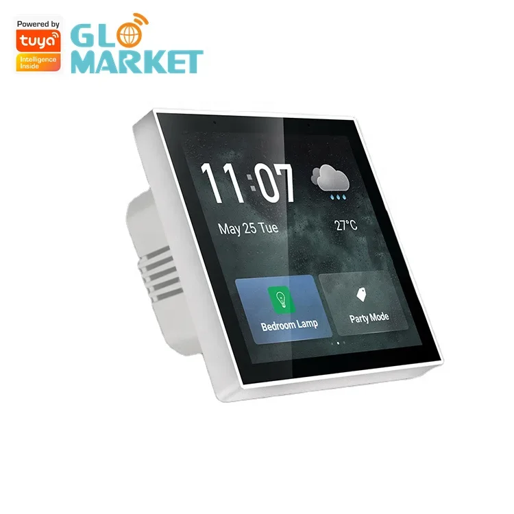 

Glomarket 4 Inch Tuya Central Screen Build-in Alexa Zigbee Gateway Screen In-Wall Tuya Smart App Touch Control Smart Panel