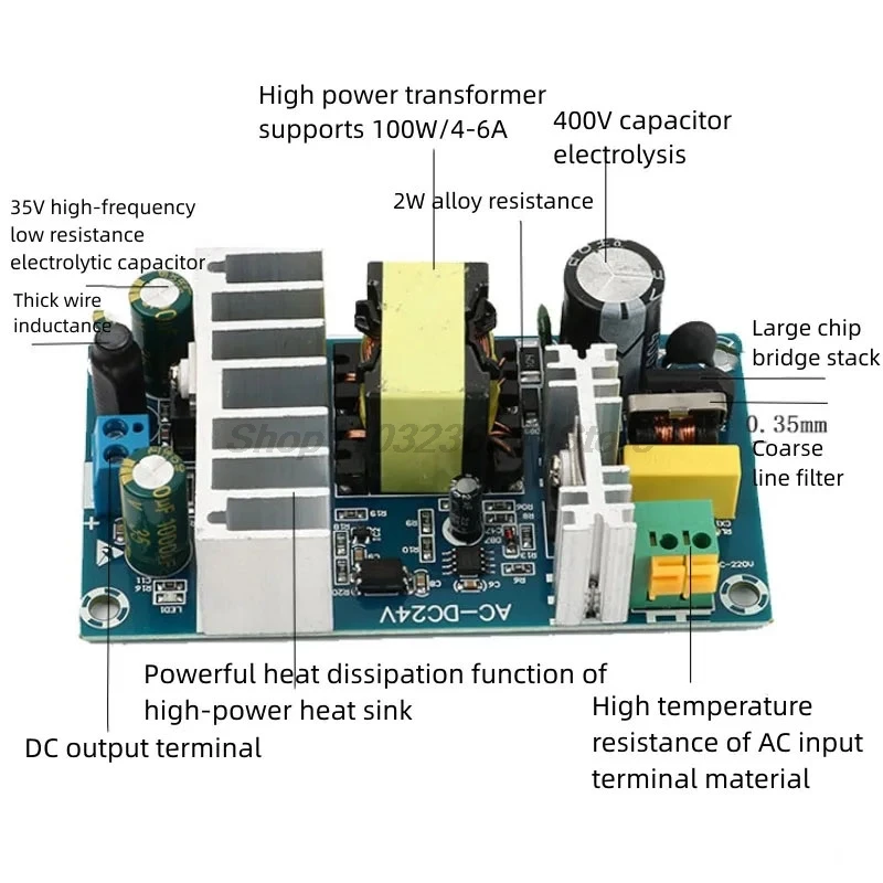 24V 4A 24V 6A AC-DC 100W Low ripple Switching power supply module AC-DC Switch Overcurrent Short Circuit Protection