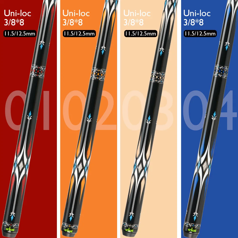 Pool Cue, Large Head, Black Eight Paint, Medium Head