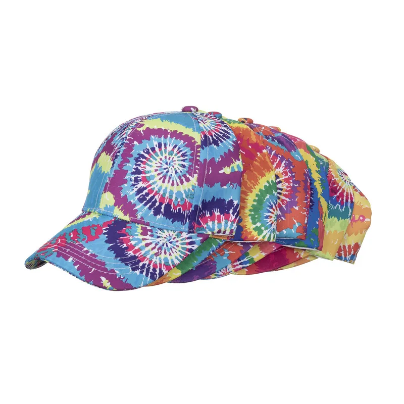 New European and American style printed tie-dye baseball cap with graffiti, unisex gradient color sun protection hat