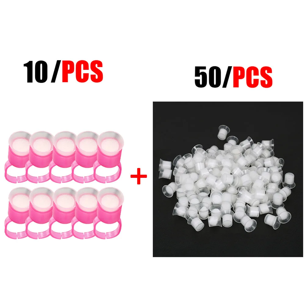 

60pcs/pack Tattoo Ink Cups Kit Disposable Plastic Finger Sponge Ring Cup Pigment Holder Container for Permanent Makeup Supplies