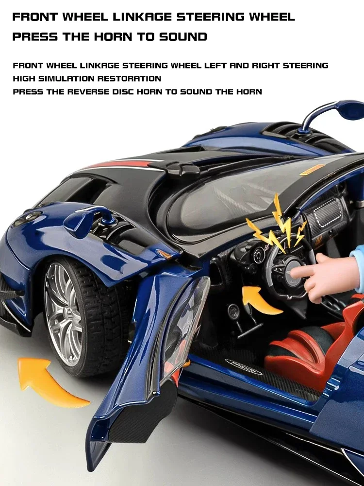 Diecast Grote 1/18 Huayra BC Supercar Legering Diecast Model Auto Geluid & Licht Simulatie Collectie Verjaardagscadeau Speelgoed