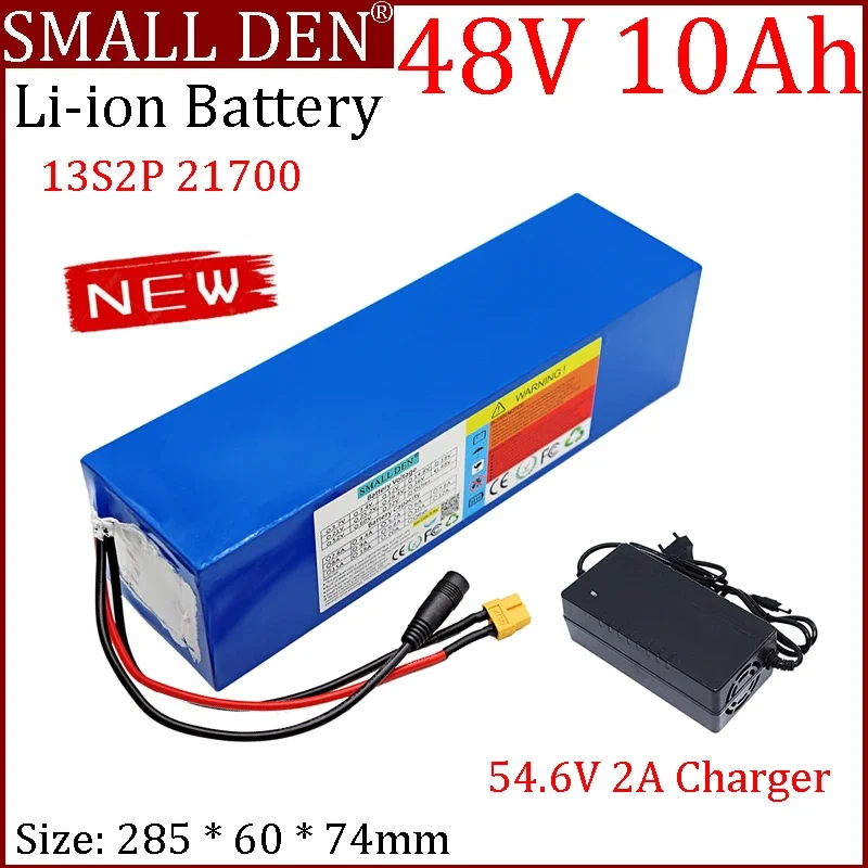 NEW 48V 10ah 21700 lithium battery 13S2P built-in Bms 0-750W high-power electric motor for power tools+2A Charger