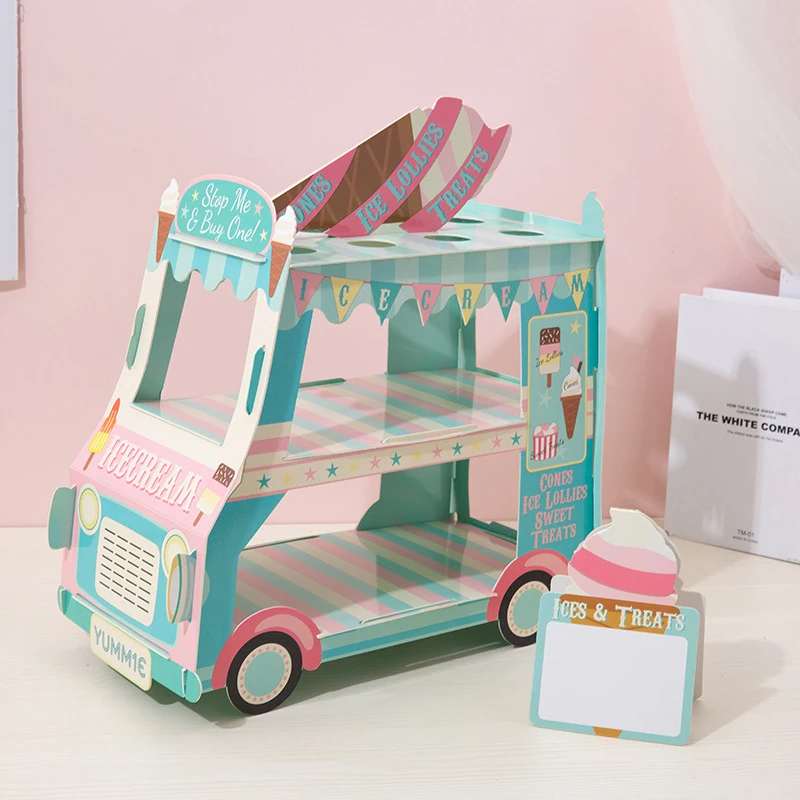 

Dessert Table Birthday Ice Cream Holder Display Ice Cream Truck Ice Cream Car Bus Cake Stand Cake Cupcake Stand Bus Cupcake