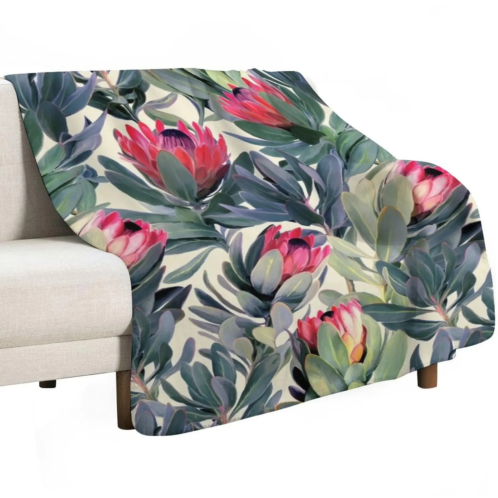 Painted Protea Pattern Throw Blanket Single Hair Moving Thin Decorative Beds Decoratives Blankets
