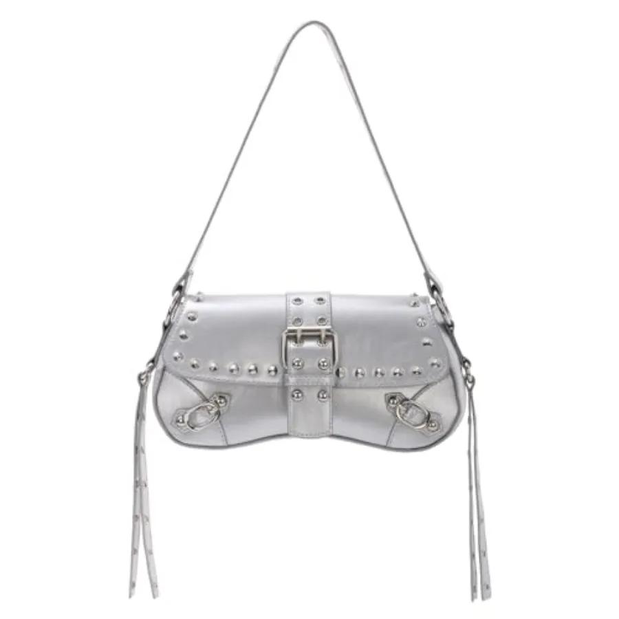 

Fecialy Women's Y2k Shoulder Bag Handbag Studded Punk Rivet Purse Goth Trendy Leather Bags
