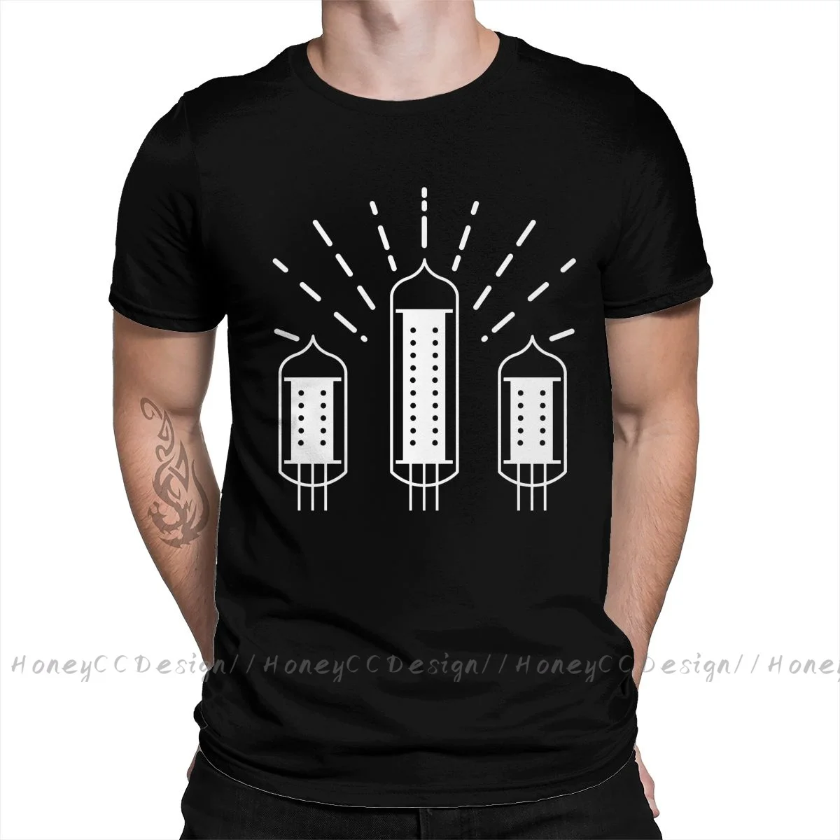 Vacuum Tube T-Shirt Men Top Quality 100% Cotton Short Summer Sleeve Vacuum Tube Amplifier Essential Casual Shirt Loose