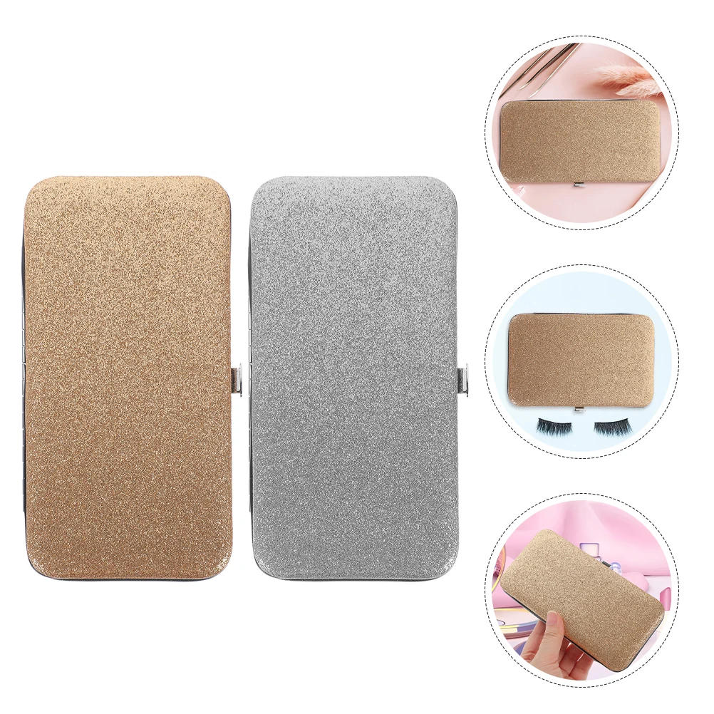 

2 Pcs Eyelash Tweezers Protection Box Extension Tool Organizer Storage Face Tools Bag Iron Supplies Case