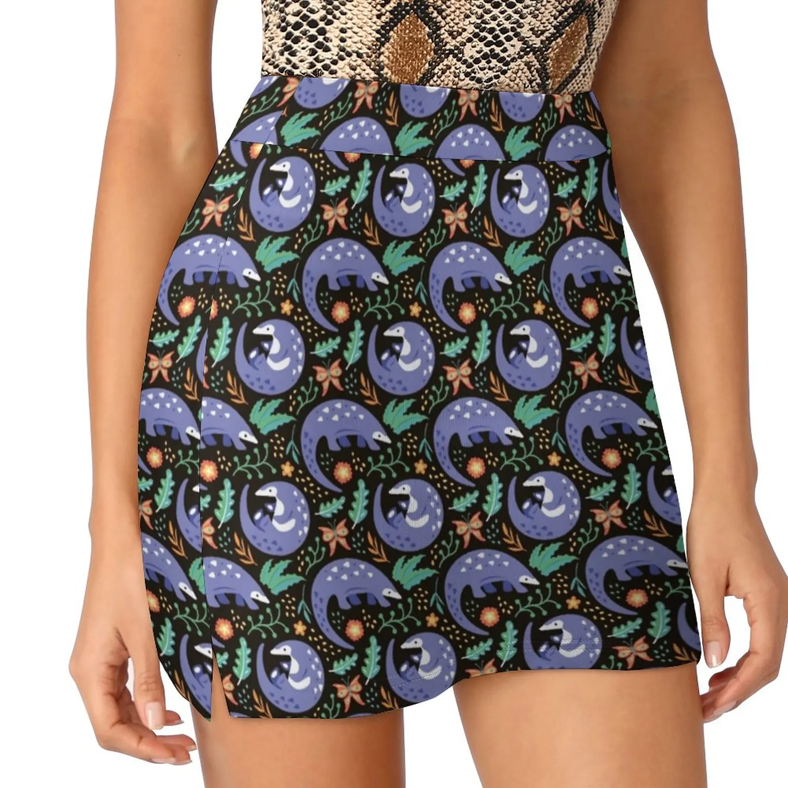 Pangolin Pattern-Tropical Pattern Korean Fashion Skirt Summer Skirts For Women Light Proof Trouser Skirt Mammal Love Pangolins