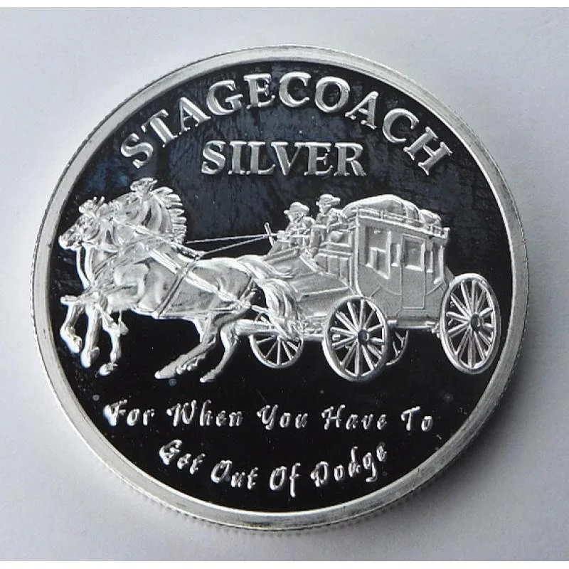 

2025 1 Oz .999 Fine Silver Round Commemorative Coin, Stagecoach Theme "Get Out Of Dodge" Collectible