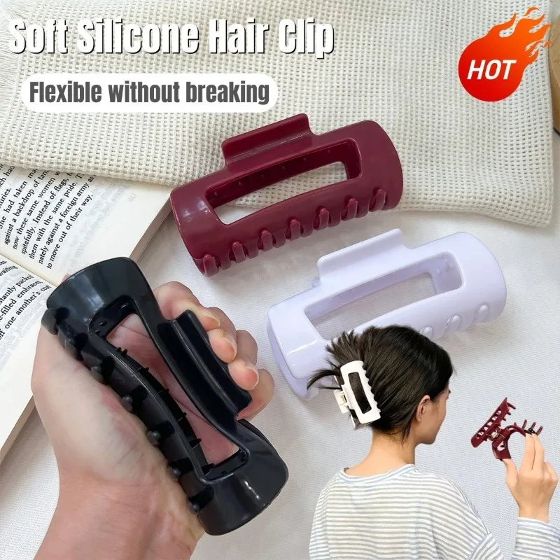 Women Soft Silicone Shark Hair Clips for Women Protective Elastic Hair Clip Back Head Durable Flexible Hair Accessories